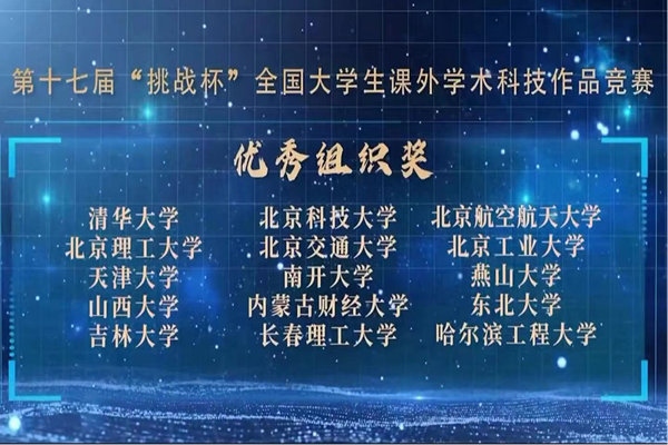 我校在第十七届全国大学生课外学术科技作品竞赛中荣获1银2铜